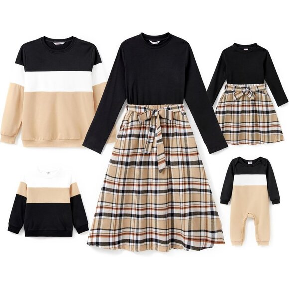 Dresses & Skirts - Family Matching Cotton Long Sleeve Dress and Sweatshirt Sets for Holiday